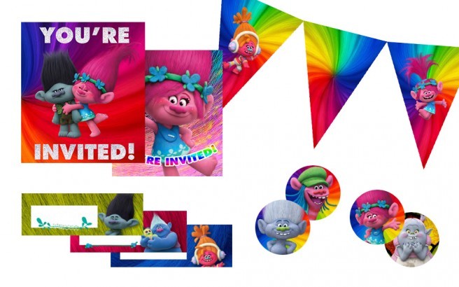 trolls printable happy birthday banner