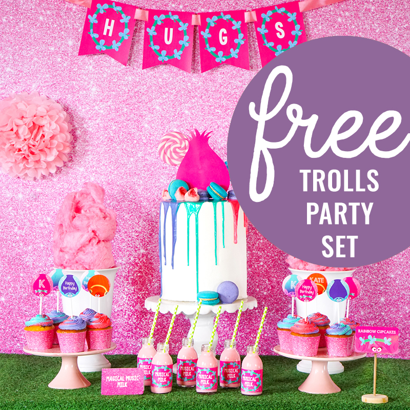 Free Trolls Party Download Set including invitation, decor - a ...