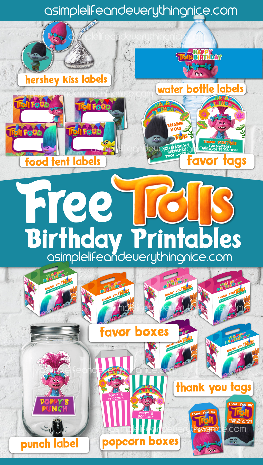 trolls printable happy birthday banner