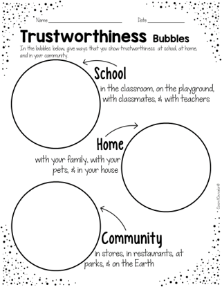 Trustworthiness Worksheet Set of 12