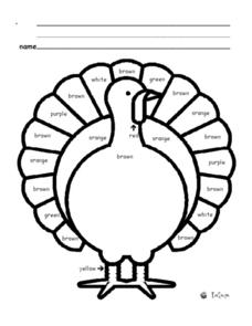 Thanksgiving Turkey Coloring Activity Worksheet for 1st - 2nd ...