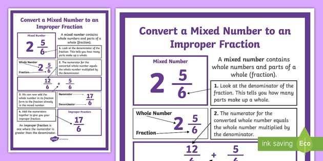 How to Change a Mixed Fraction to Improper Fraction - Twinkl