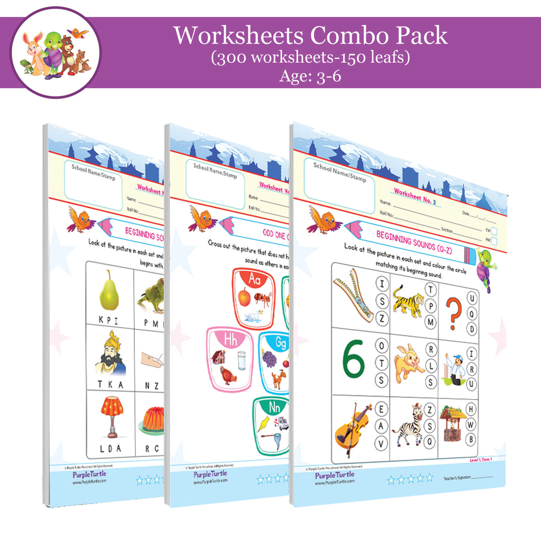 Purple Turtle Preschool & Kindergarten Worksheets 300 Fun