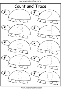 Number Tracing - Turtle - 1 Worksheet / FREE Printable Worksheets ...