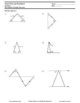 Worksheet: Isosceles Triangles - Theorems and Properties ...