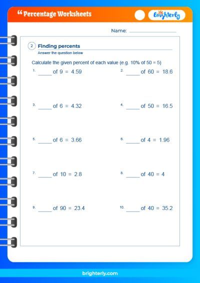 Free Printable Percentage Worksheets [PDFs] Brighterly