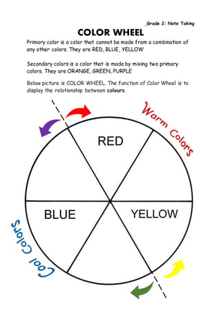 Gr 2 worksheet color wheel | PDF