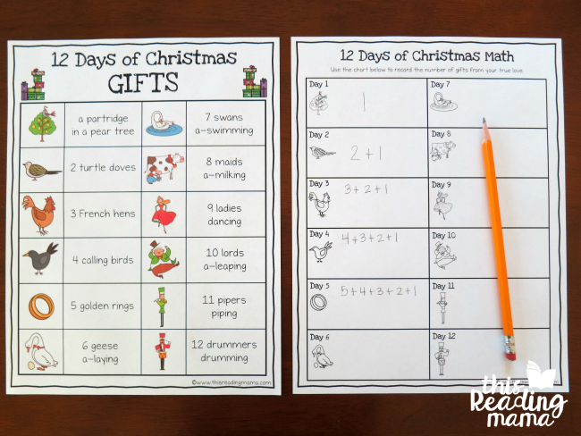 twelve days of christmas worksheet