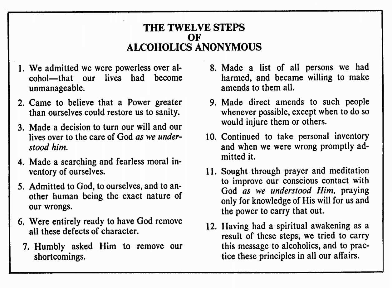 12 steps of aa worksheets