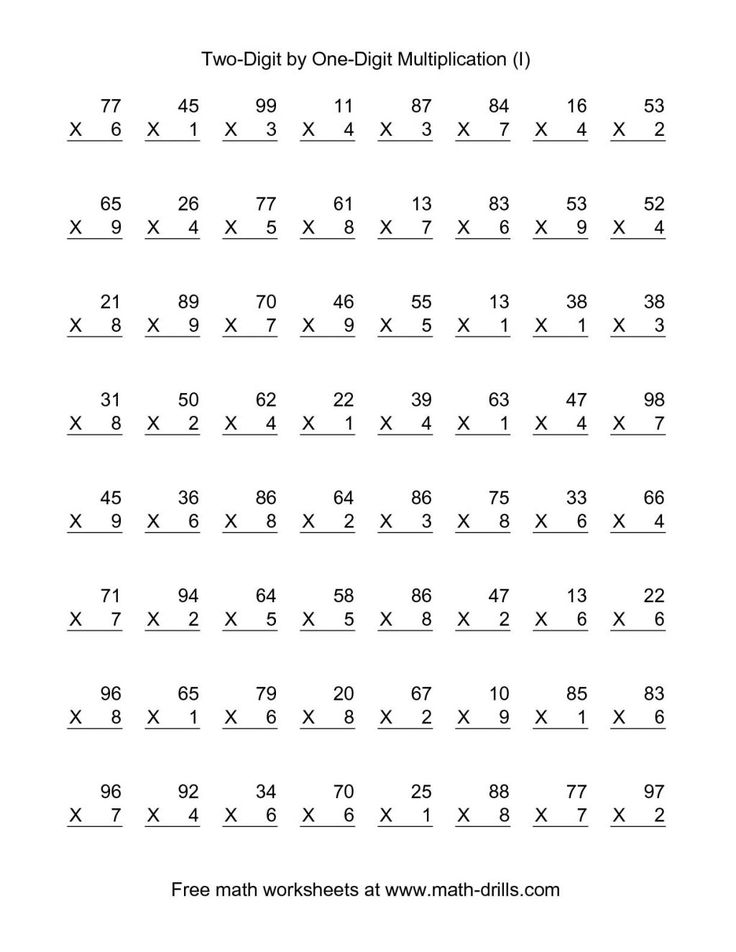 two by one multiplication worksheet