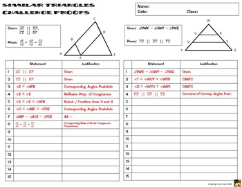 Similar Triangles Proofs - Two Column Proof Practice and Quiz by ...