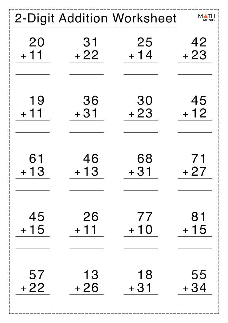 2 Digit Addition Worksheets with Answer Key Worksheets Library