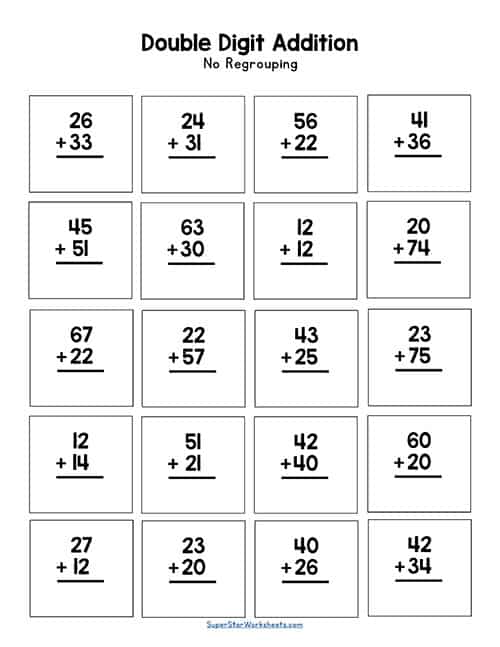 Double Digit Addition Without Regrouping -Worksheets Library