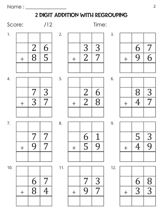 2 Digit Addition With Regrouping Worksheets Worksheets Library