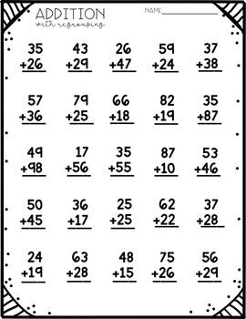 two digit addition worksheet with regrouping