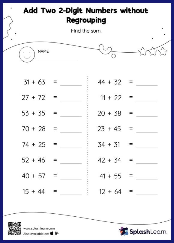 Add Two 2-Digit Numbers without Regrouping: Horizontal Addition ...