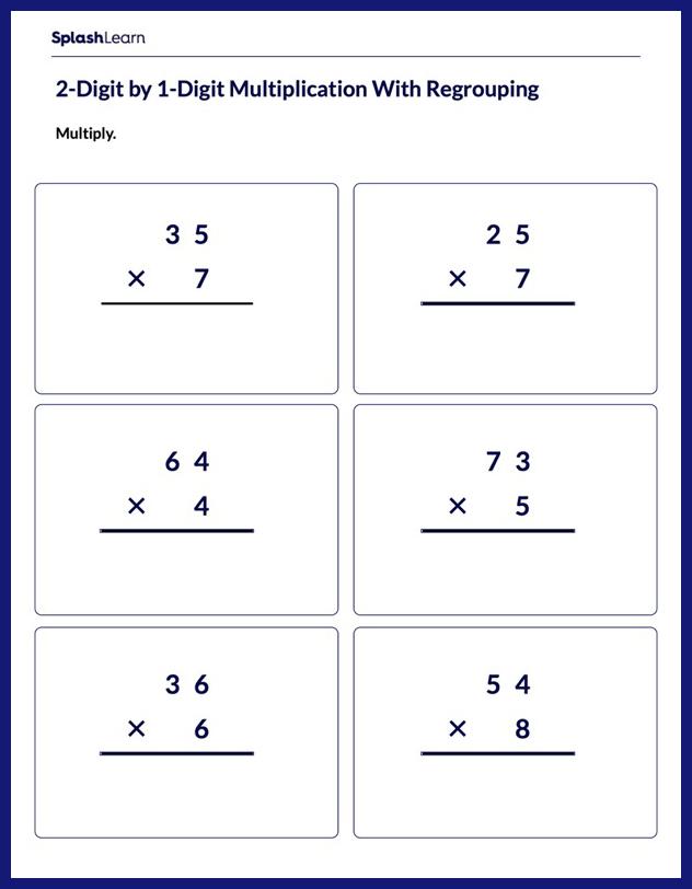 two digit by one digit multiplication