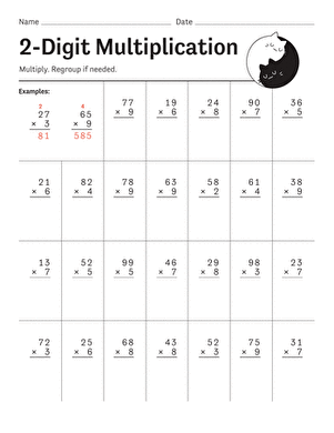 2-Digit Multiplication | Interactive Worksheet 
