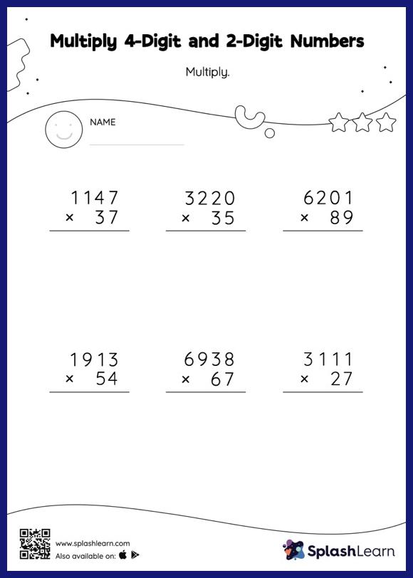 Multiply 4-Digit and 2-Digit Numbers: Vertical Multiplication ...