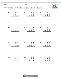 2 Digit Multiplication Worksheet