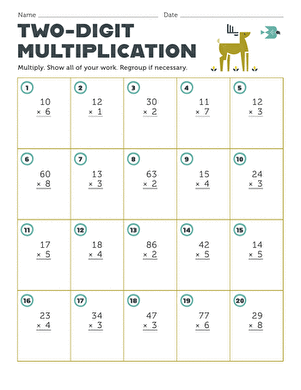 Two-Digit Multiplication | Interactive Worksheet 