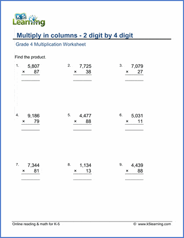 two digit multiplication worksheet 4th grade