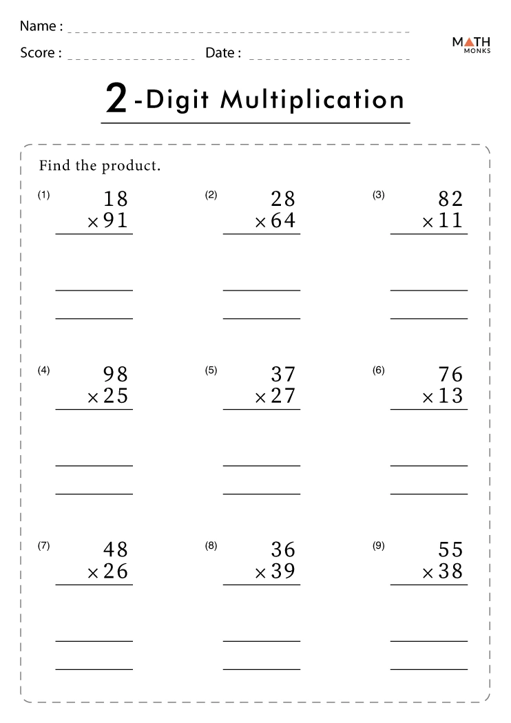Double Digit Multiplication Worksheets - Math Monks - Worksheets Library