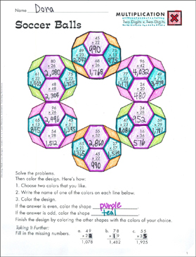 Soccer Balls (2-Digit Multiplication) | Printable Skills Sheets