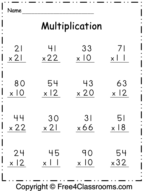 Free Multiplication Worksheet - 2 Digit by 2 Digit - Free ...