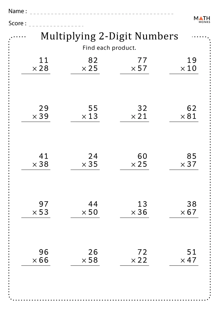 Double Digit Multiplication Worksheets - Math Monks