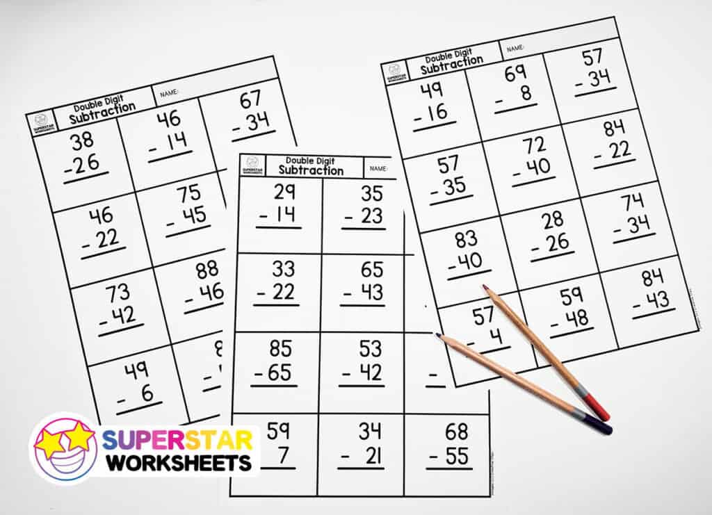 two digit subtraction with regrouping worksheet