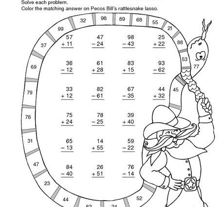 2 Digit Subtraction Without Regrouping Coloring Worksheets ...