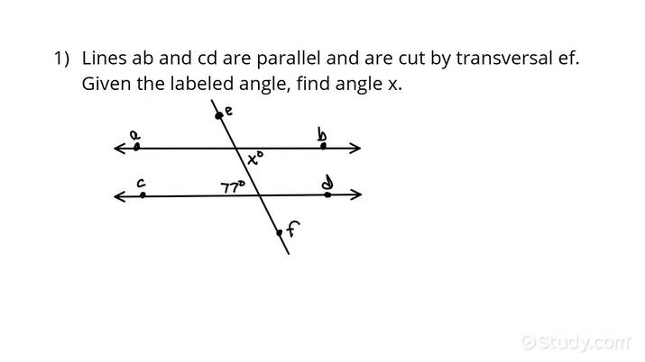 two parallel lines cut by a transversal worksheet