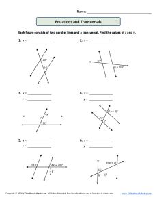 two parallel lines cut by a transversal worksheet
