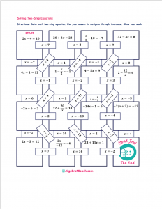 FREE Maze Solving Equations Activities ⋆ Algebra 1 Coach