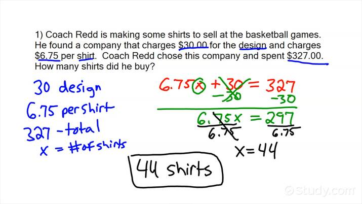 How to Write &  Solve a 2-Step Equation for a Word Problem ...