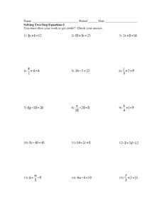 Solving Two-Step Equations Worksheet for 7th - 9th Grade | Lesson ...