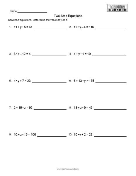 two step equations with fractions worksheet
