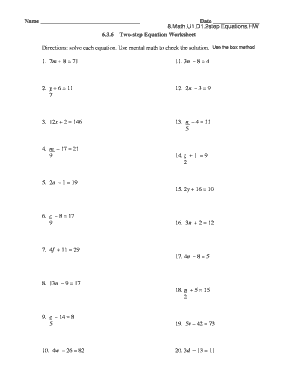 2 Step Equations Worksheet - Fill Online, Printable, Fillable ...