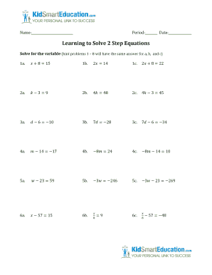 2 Step Equations Worksheet - Fill Online, Printable, Fillable ...
