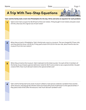 A Trip With Two-Step Equations | Interactive Worksheet 
