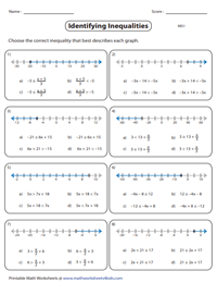 Two Step Inequalities Worksheets