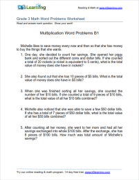 two step word problem worksheet 3rd grade