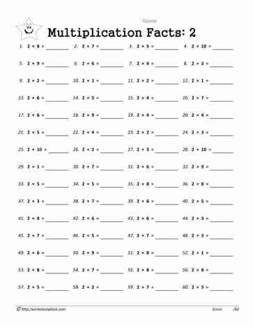 two times tables worksheet