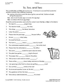 two to too worksheet