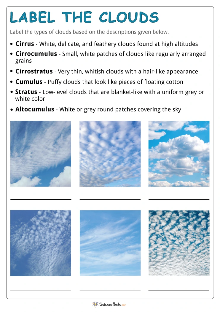 Clouds Worksheets - Free Printables