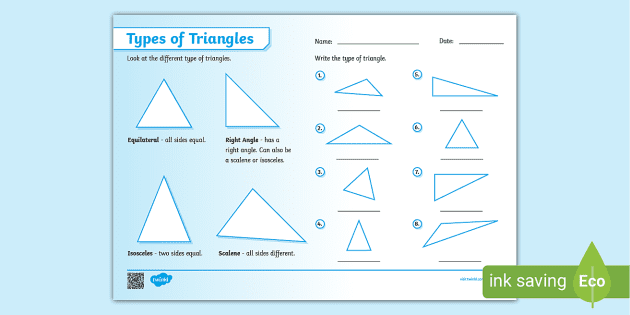 type of triangle worksheet
