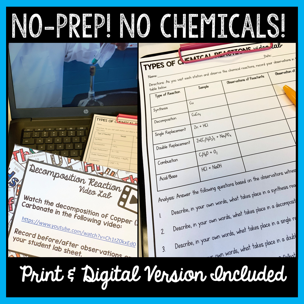 Types of Chemical Reactions Video Lab ⋆ The Trendy Science Teacher