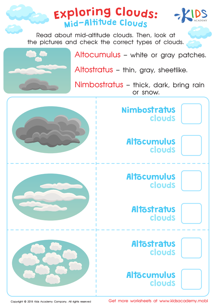 types of clouds worksheet printable