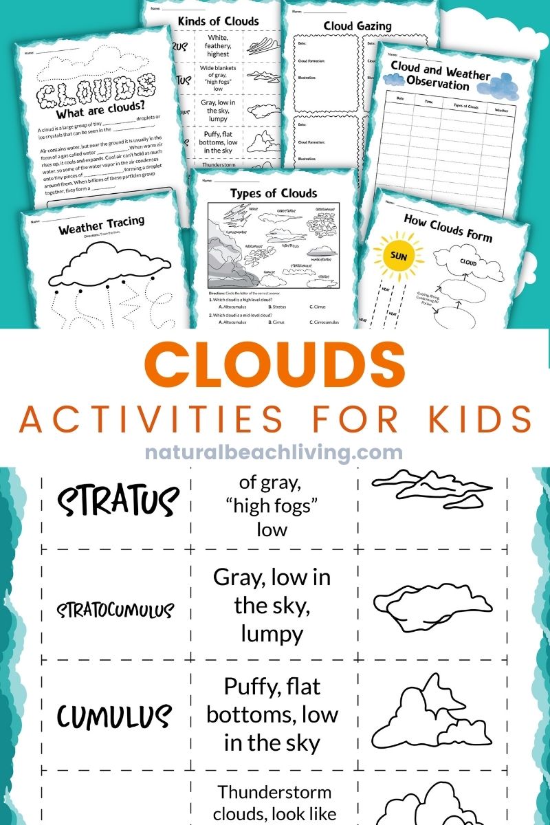 types of clouds worksheet printable